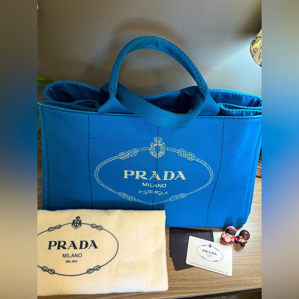 PRADA Canapa Large size Blue Color - Picture 2 of 10